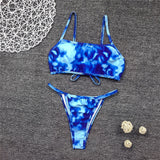 Peachtan Sexy bandeau swimsuit female Print bikinis 2020 mujer High cut swimwear women Swimming suit Summer bathers bathing suit