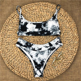 Peachtan Sexy bandeau swimsuit female Print bikinis 2020 mujer High cut swimwear women Swimming suit Summer bathers bathing suit