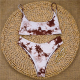 Peachtan Sexy bandeau swimsuit female Print bikinis 2020 mujer High cut swimwear women Swimming suit Summer bathers bathing suit