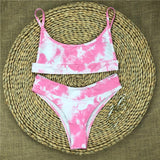 Peachtan Sexy bandeau swimsuit female Print bikinis 2020 mujer High cut swimwear women Swimming suit Summer bathers bathing suit
