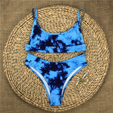 Peachtan Sexy bandeau swimsuit female Print bikinis 2020 mujer High cut swimwear women Swimming suit Summer bathers bathing suit