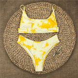 Peachtan Sexy bandeau swimsuit female Print bikinis 2020 mujer High cut swimwear women Swimming suit Summer bathers bathing suit