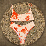 Peachtan Sexy bandeau swimsuit female Print bikinis 2020 mujer High cut swimwear women Swimming suit Summer bathers bathing suit