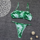 Peachtan Sexy bandeau swimsuit female Print bikinis 2020 mujer High cut swimwear women Swimming suit Summer bathers bathing suit