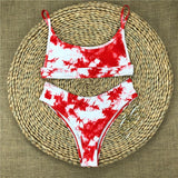 Peachtan Sexy bandeau swimsuit female Print bikinis 2020 mujer High cut swimwear women Swimming suit Summer bathers bathing suit