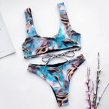 Peachtan Sexy bandeau women's swimsuit 2020 Micro bikini set Print bathers bathing suit Two piece swimwear women High cut bikini
