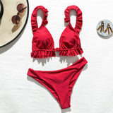 Peachtan Sexy bikini 2020 Mujer swimwear Women biquinis Feminino bathers Ruffles bathing suit Push up swimsuit Female beach wear