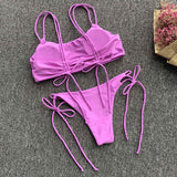 Peachtan Sexy bikini 2020 Mujer swimwear Women biquinis Feminino bathers Ruffles bathing suit Push up swimsuit Female beach wear