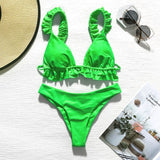 Peachtan Sexy bikini 2020 Mujer swimwear Women biquinis Feminino bathers Ruffles bathing suit Push up swimsuit Female beach wear