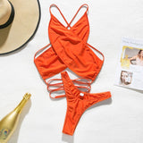 Peachtan Sexy halter bikini set 2020 Lace up swimsuit female Solid swimwear women High cut bathing suit Summer bathers biquini