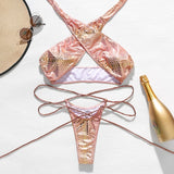Peachtan Sexy halter bikini set 2020 Lace up swimsuit female Solid swimwear women High cut bathing suit Summer bathers biquini