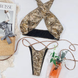 Peachtan Sexy halter bikini set 2020 Lace up swimsuit female Solid swimwear women High cut bathing suit Summer bathers biquini