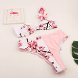 Peachtan Sexy high waist bikini 2020 One shoulder swimsuit female Ruffle bathing suit Retro floral print swimwear women bathers