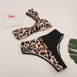 Peachtan Sexy high waist bikini 2020 One shoulder swimsuit female Ruffle bathing suit Retro floral print swimwear women bathers