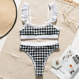 Peachtan Sexy high waist bikini 2020 One shoulder swimsuit female Ruffle bathing suit Retro floral print swimwear women bathers