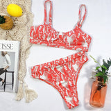Peachtan Sexy high waist bikini 2020 One shoulder swimsuit female Ruffle bathing suit Retro floral print swimwear women bathers
