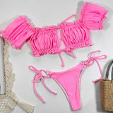 Peachtan Sexy pink swimwear women bathing suit Bandeau bikinis 2020 mujer Micro swimsuit female Push up two-piece suit summer