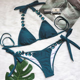 Peachtan Sexy push up bikinis 2020 mujer Crystal swimsuit female Halter swimwear women Knot bathers bathing suit Extreme biquini