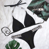 Peachtan Sexy push up bikinis 2020 mujer Crystal swimsuit female Halter swimwear women Knot bathers bathing suit Extreme biquini