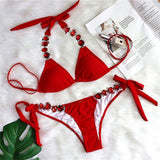 Peachtan Sexy push up bikinis 2020 mujer Crystal swimsuit female Halter swimwear women Knot bathers bathing suit Extreme biquini
