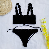 Peachtan Sexy ribbed swimsuit female Bandeau bikini set 2020 Solid white swimwear women Swimming suit Bathers bathing suit new