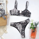 Peachtan Sexy snake print bikini set 2020 new High waist swimwear women Hollow out swimsuit female Brazilian bikini bathing suit