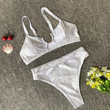 Peachtan Sexy snake print bikini set 2020 new High waist swimwear women Hollow out swimsuit female Brazilian bikini bathing suit