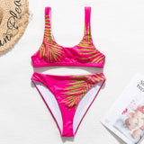 Peachtan Vintage bandeau bikini set 2020 Print swimsuit female High cut swimwear women Brazilian bikini Bathers bathing suit new