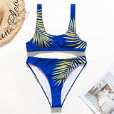 Peachtan Vintage bandeau bikini set 2020 Print swimsuit female High cut swimwear women Brazilian bikini Bathers bathing suit new