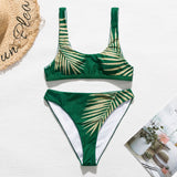 Peachtan Vintage bandeau bikini set 2020 Print swimsuit female High cut swimwear women Brazilian bikini Bathers bathing suit new