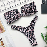 Peachtan sexy bandeau bikini set 2020 Solid swimwear women Pleated swimsuit female Summer beach biquini Bathers bathing suit new