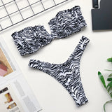 Peachtan sexy bandeau bikini set 2020 Solid swimwear women Pleated swimsuit female Summer beach biquini Bathers bathing suit new
