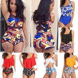 Plus Size Bikini Swimwear Women High Waisted Bikinis Set 2020 Mujer Swimsuit African Print 2 Pieces Tankini Bandeau Swim Suit