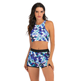 Plus Size Bikini Women Print Swimwear Sport Style Swimsuit Shorts Biquini High Waist Tankini Crop Top Bathing Suit Mujer Beach