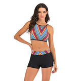 Plus Size Bikini Women Print Swimwear Sport Style Swimsuit Shorts Biquini High Waist Tankini Crop Top Bathing Suit Mujer Beach