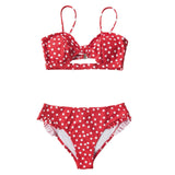 SEASELFIE Red Polka Dot Low-Waisted Bikini Sets Sexy Padded Cups Swimsuit Two Pieces Swimwear Women 2020 Beach Bathing Suits