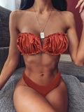 Sexy Bandeau Bikini Swimsuit Women Swimwear V-Neck Biquinis Bathing Suit Beach Wear Summer Bather 2020 New Push Up Bikini Set