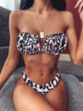 Sexy Bandeau Bikini Swimsuit Women Swimwear V-Neck Biquinis Bathing Suit Beach Wear Summer Bather 2020 New Push Up Bikini Set