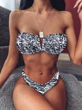 Sexy Bandeau Bikini Swimsuit Women Swimwear V-Neck Biquinis Bathing Suit Beach Wear Summer Bather 2020 New Push Up Bikini Set