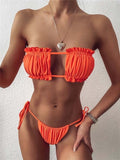 Sexy Bandeau Bikini Swimsuit Women Swimwear V-Neck Biquinis Bathing Suit Beach Wear Summer Bather 2020 New Push Up Bikini Set