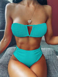 Sexy Bandeau Bikini Swimsuit Women Swimwear V-Neck Biquinis Bathing Suit Beach Wear Summer Bather 2020 New Push Up Bikini Set