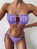Sexy Bandeau Bikini Swimsuit Women Swimwear V-Neck Biquinis Bathing Suit Beach Wear Summer Bather 2020 New Push Up Bikini Set