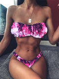 Sexy Bandeau Bikini Swimsuit Women Swimwear V-Neck Biquinis Bathing Suit Beach Wear Summer Bather 2020 New Push Up Bikini Set