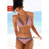 Sexy Bikini Women Swimwear Push Up Swimsuit Stripe Print Beach Wear Deep V Sling Bathing Suit Backless Triangle Biquini Women