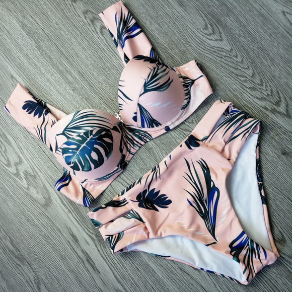 Sexy Bikinis Women Swimsuit 2020 Summer Cut Out Bathing Suits Push Up Bikini Print Swimwear Beach Wear With Underwire Biquini