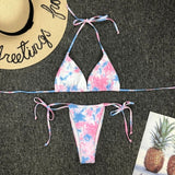 Sexy Mini Micro String Thong Bikini Triangle 2020 Pink Blue Tie Dye Swimsuit Women Swimwear Beach Wear Swim Bathing Suit