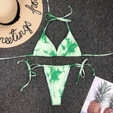Sexy Mini Micro String Thong Bikini Triangle 2020 Pink Blue Tie Dye Swimsuit Women Swimwear Beach Wear Swim Bathing Suit