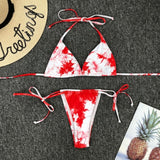 Sexy Mini Micro String Thong Bikini Triangle 2020 Pink Blue Tie Dye Swimsuit Women Swimwear Beach Wear Swim Bathing Suit