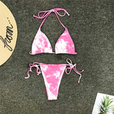 Sexy Mini Micro String Thong Bikini Triangle 2020 Pink Blue Tie Dye Swimsuit Women Swimwear Beach Wear Swim Bathing Suit