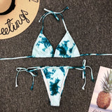 Sexy Mini Micro String Thong Bikini Triangle 2020 Pink Blue Tie Dye Swimsuit Women Swimwear Beach Wear Swim Bathing Suit
